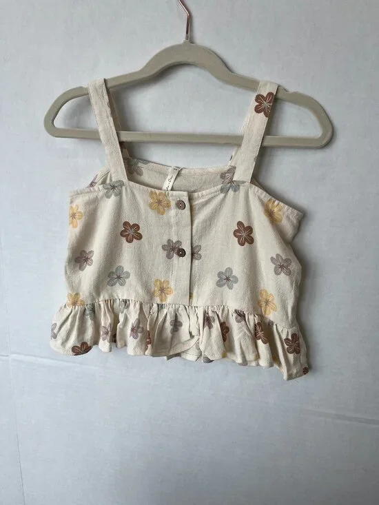 Girl - 6-7Y - NWT Rylee + Cru Cropped Peplum Tank in Leilani - Picture 2 of 5